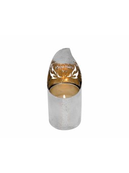 Custom Silver Hammered Memorial Candle Holder , Sterling Silver Candle