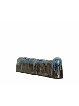 Black and Blue Ceramic Menorah , Tu B'Av Gifts , Israeli Judaica
