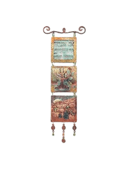 Jerusalem Three-Panel Copper Wall Art - Menorah an , Tu B'Av Gifts , I