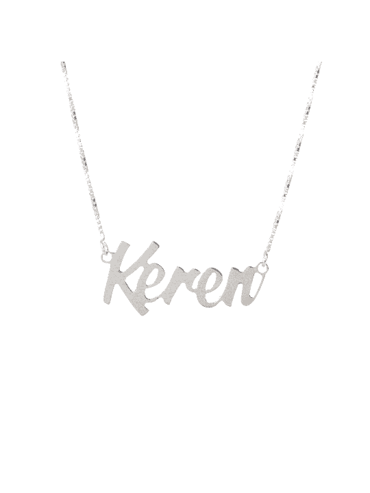 Cursive Stylish English Name Silver Necklace , Sterling Silver Name Ne