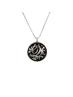 Cut Out Rounded Initial Necklace , Sterling Silver Family Necklaces ,