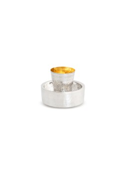 Modern Kiddush Set with Hammered Finish , Modern Kiddush Cups , Israel