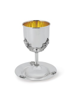 Nature Inspired Heavy Sterling Silver Kiddush Cup , Passover Gifts , I