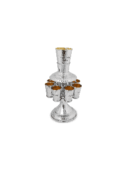 Silver Wine Fountain Hammered With Engraving , Kiddush Fountains , Isr