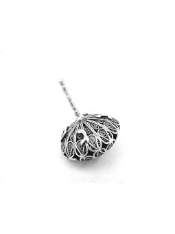 Mesmerizing Round Silver Hanukkah Dreidel with Lar , Dreidels , Israel