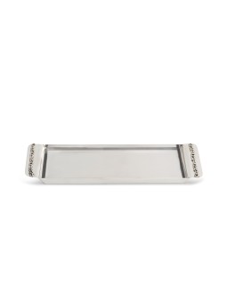 Sterling Silver Smooth Candlesticks Tray with Flor , Tu B'Av Gifts , I