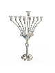 Sterling Silver Hanukkah Menorah with Curved Arms  , Modern Hanukkah M