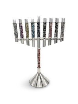 Extra Large Designer Colorful Leaf Sterling Silver , Colorful Hanukkah