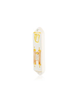 Ceramic Mezuzah with Handmade Painting of Torah Sc , Ceramic Mezuzah C