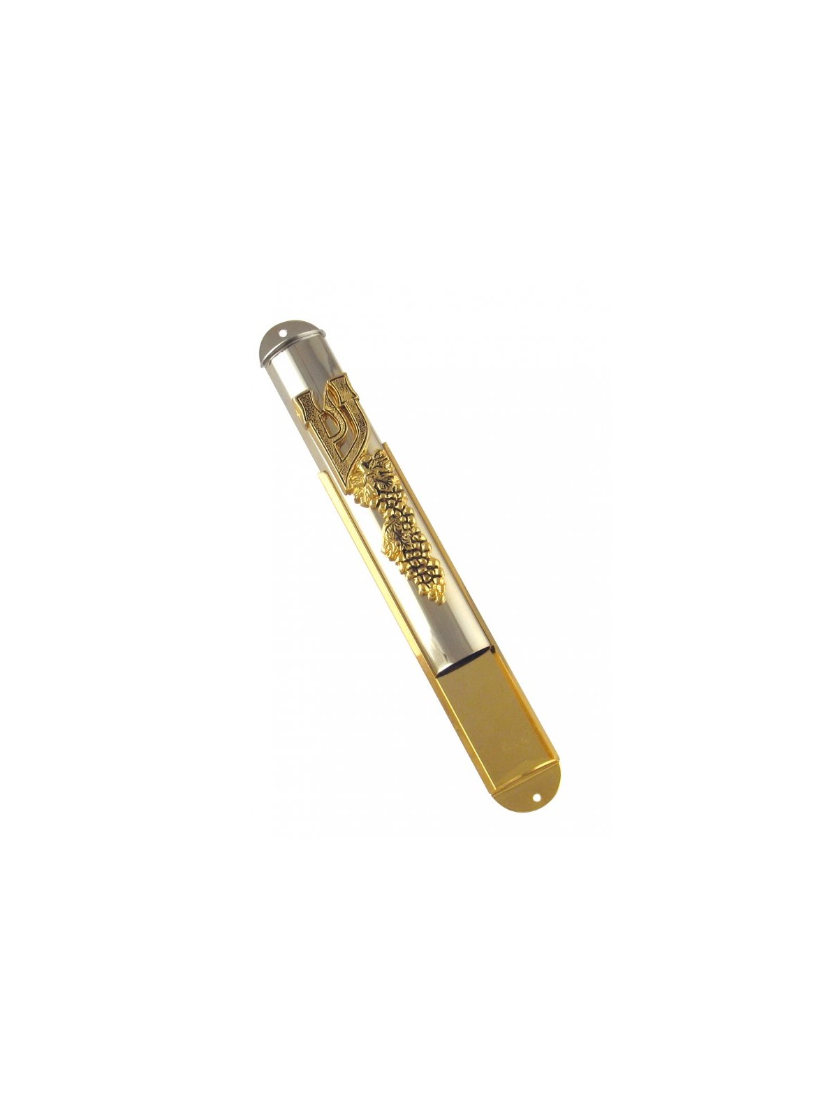 Silver Plated Mezuzah Case Two Tone Grape Design | Silver Mezuzah