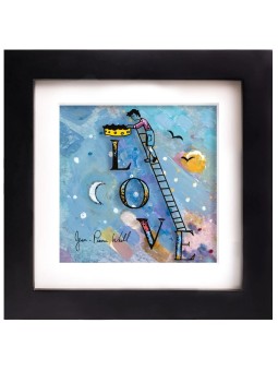 Love in the Sky with 3D Painting on Glass , Tu B'Av Gifts , Israeli Ju