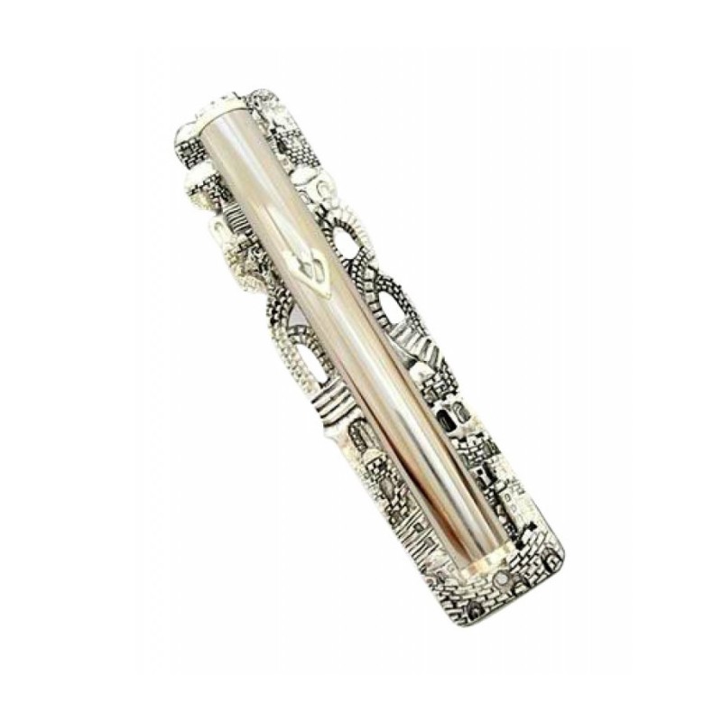 Silver Plated Old City Jerusalem Mezuzah | Silver Mezuzah