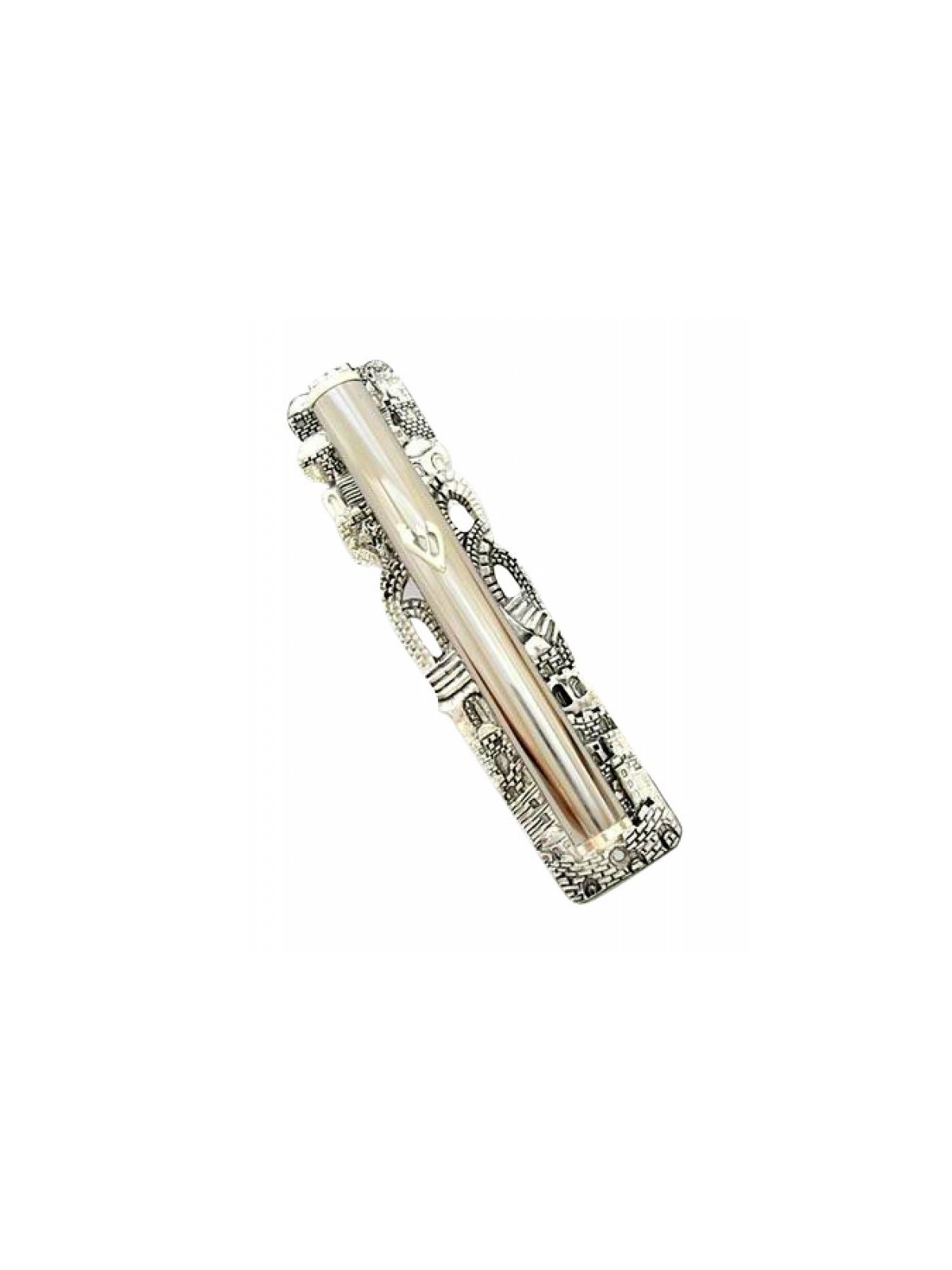 Silver Plated Old City Jerusalem Mezuzah | Silver Mezuzah