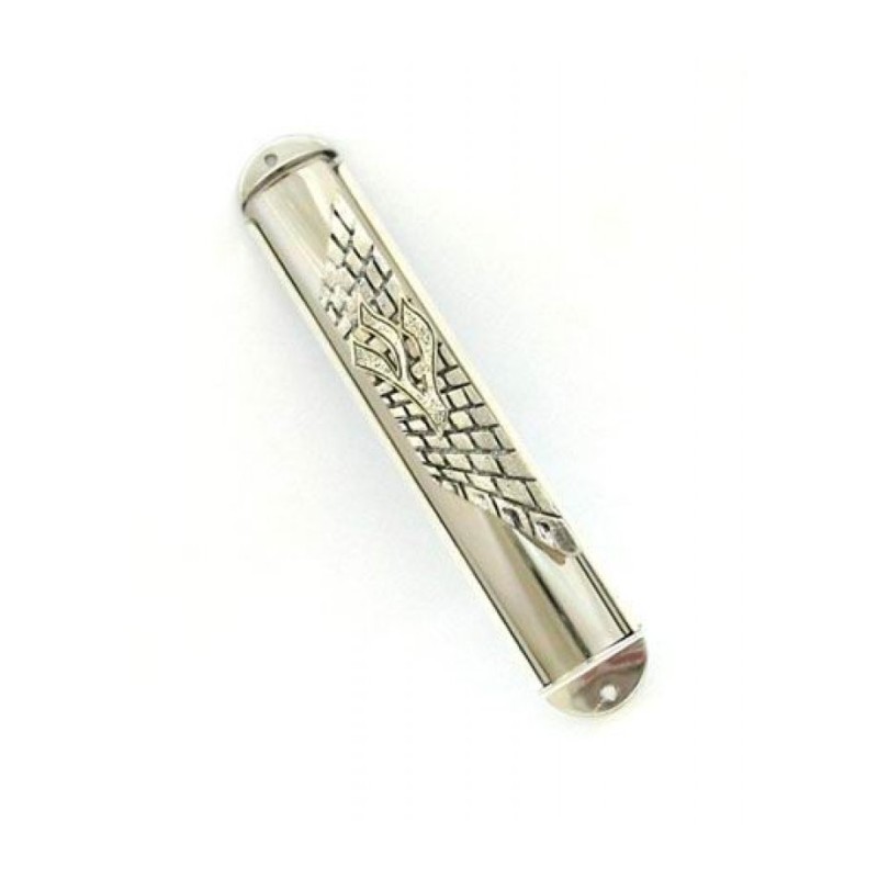 Silver Plated Jerusalem Wall Mezuzah with Shin | Silver Mezuzah