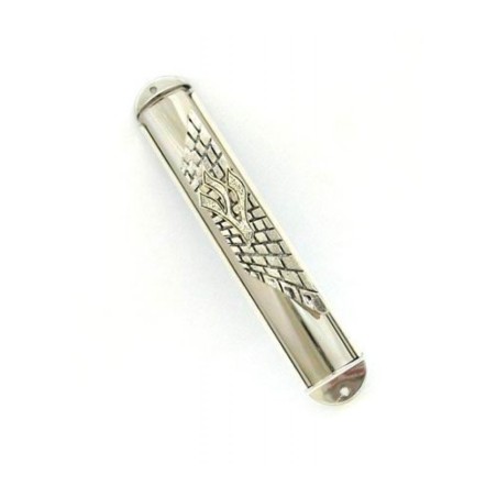 Silver Plated Jerusalem Wall Mezuzah with Shin | Silver Mezuzah