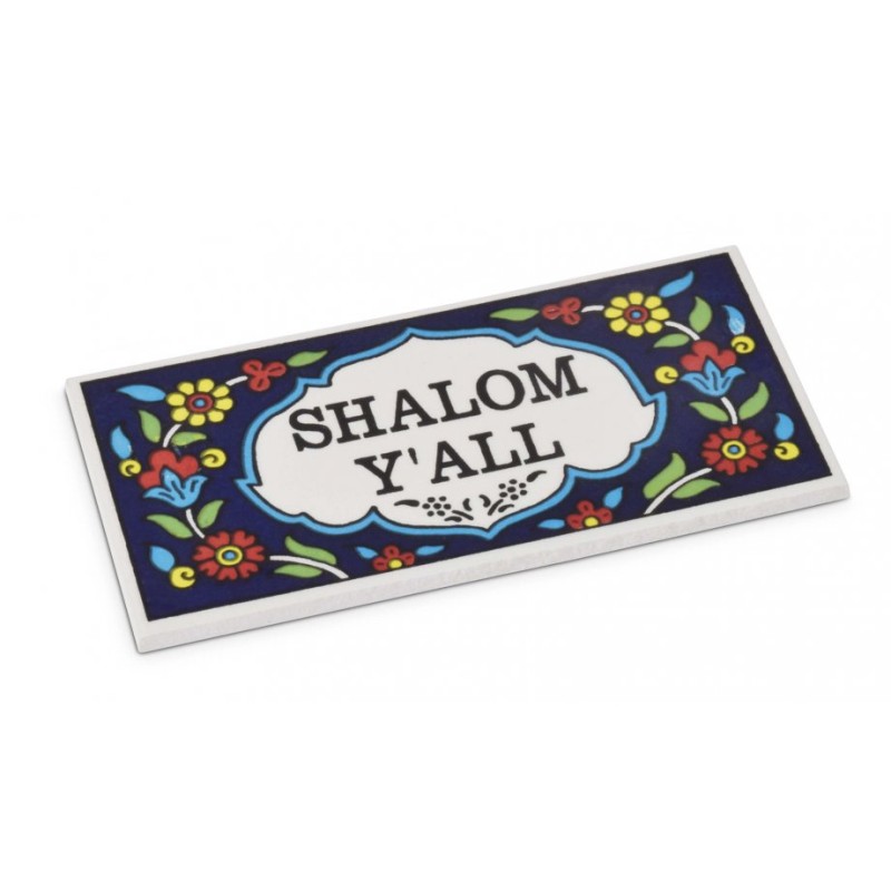 Ceramic Wall Plaque Armenian Floral Design Shalom YALL | Top Sellers