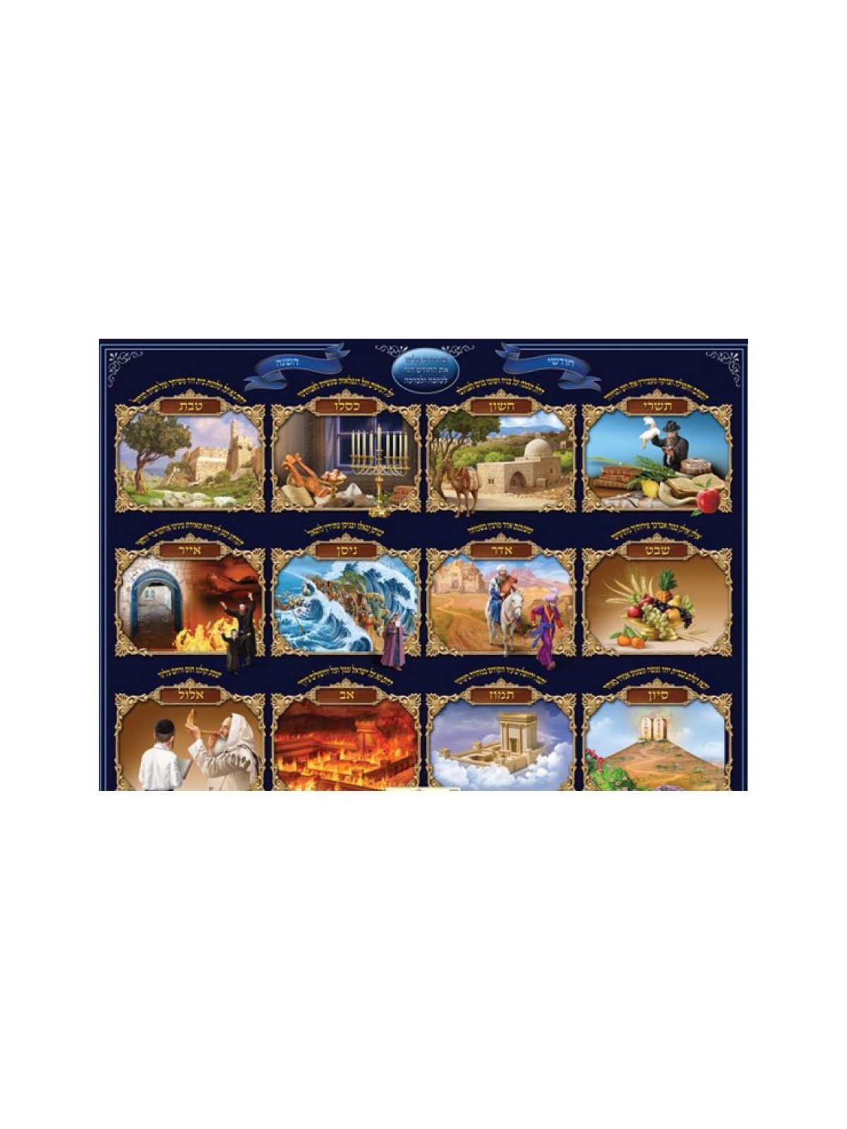 Laminated Colorful Wall Poster Hebrew Months of the Year | Posters