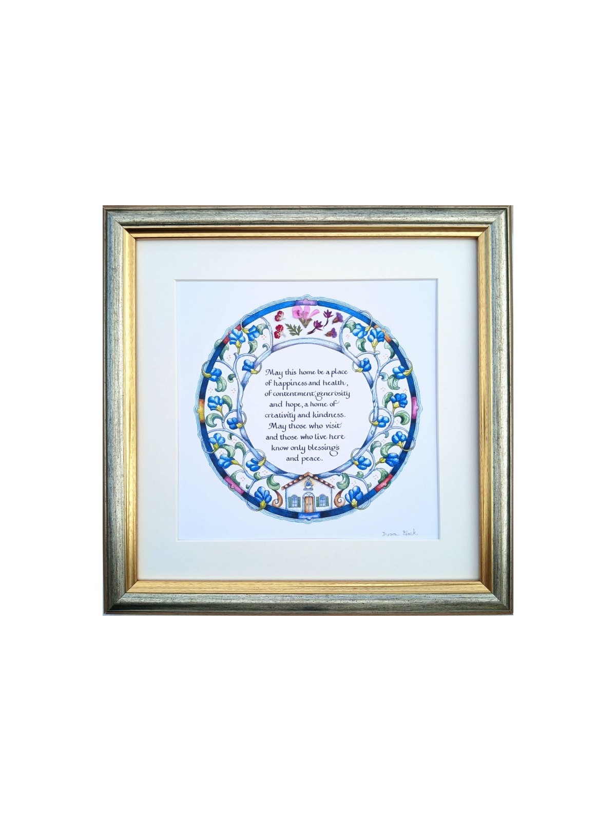 Dvora Black Home Blessing Hand Finished Framed Print... | Housewarming