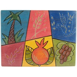 Rectangular Wood Placemat Seven Species Design ... | Table Decorations