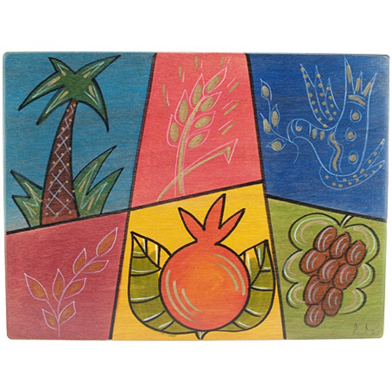 Rectangular Wood Placemat Seven Species Design ... | Table Decorations