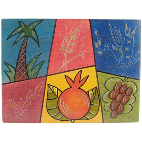 Rectangular Wood Placemat Seven Species Design ... | Table Decorations