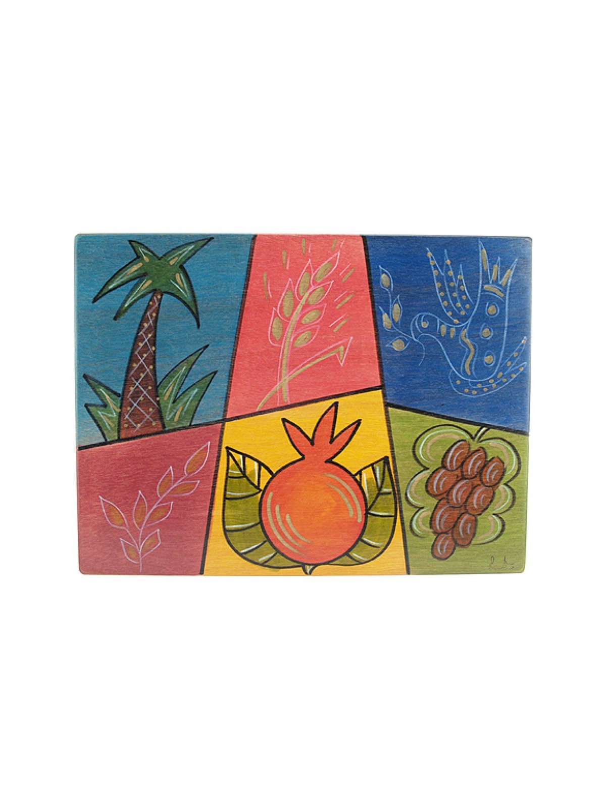 Rectangular Wood Placemat Seven Species Design ... | Table Decorations
