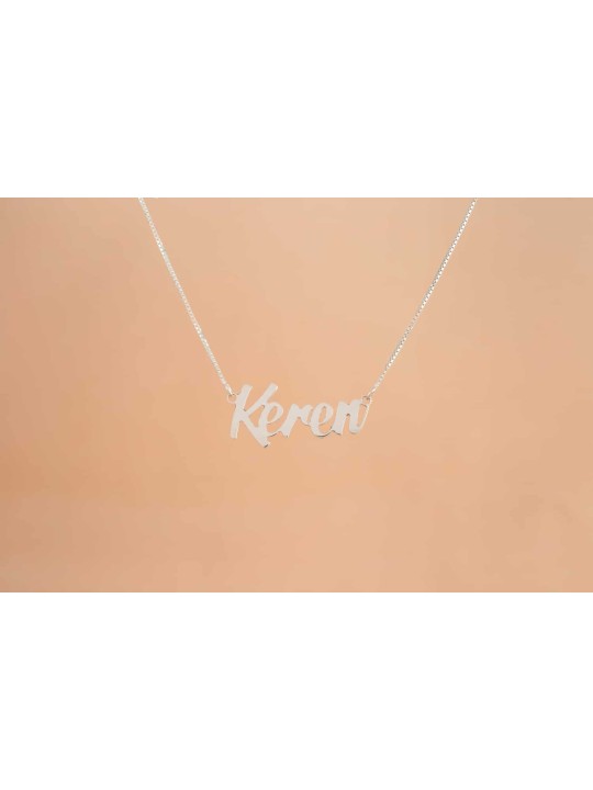 Cursive Stylish English Name Silver Necklace , Sterling Silver Name Ne