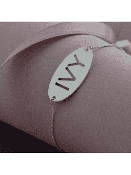 Plaque Silver Bracelet with English Lettering , Tu B'Av Gifts , Israel