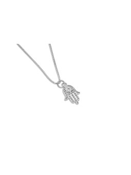 Small Hollow Hamsa and Star of David Necklace , Sterling Silver Family