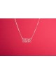 Cut-Out Hebrew Mother Silver Necklace , Sterling Silver Family Necklac