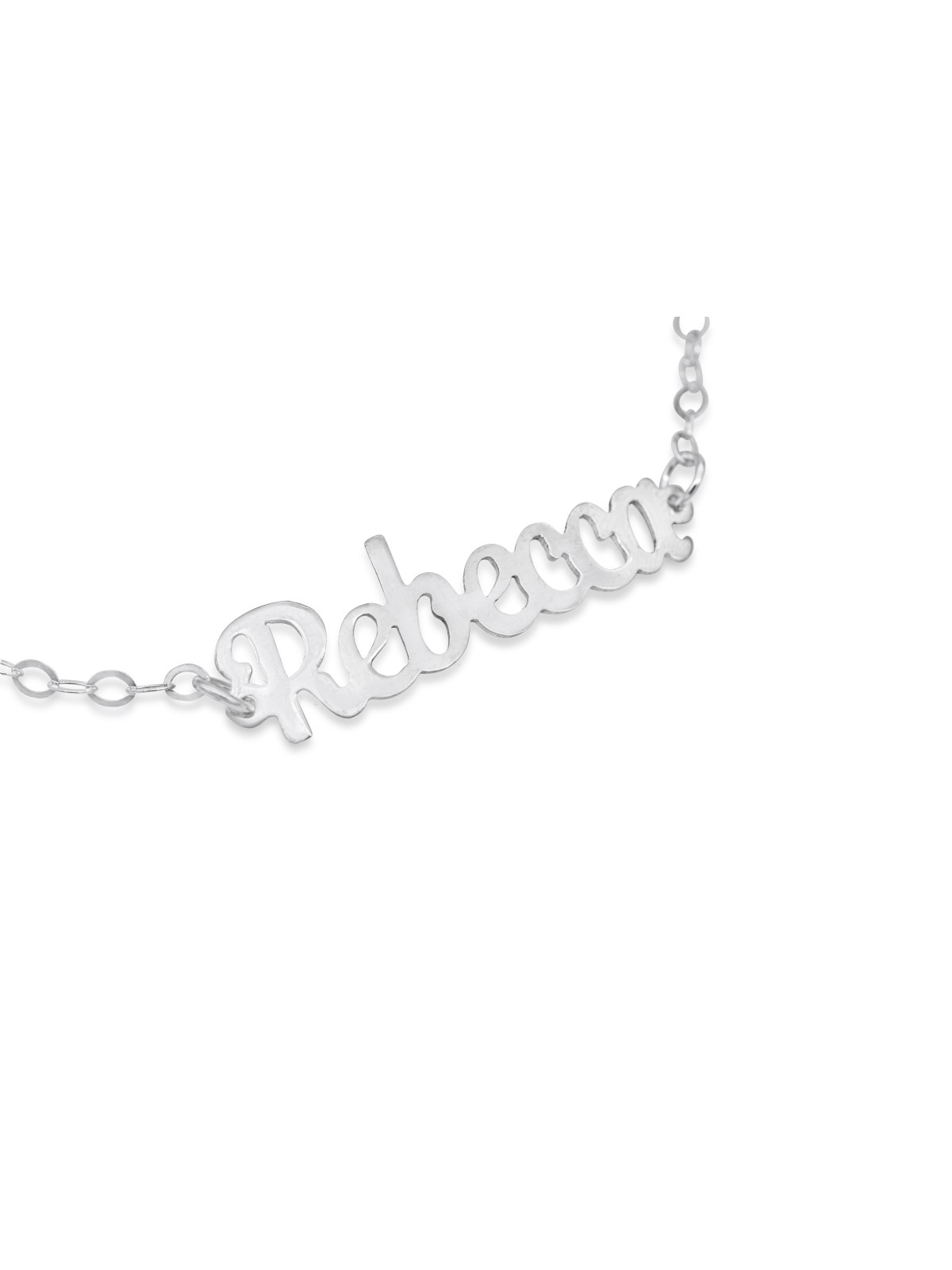 Unique Cursive English Name Silver Bracelet , Tu B'Av Gifts , Israeli