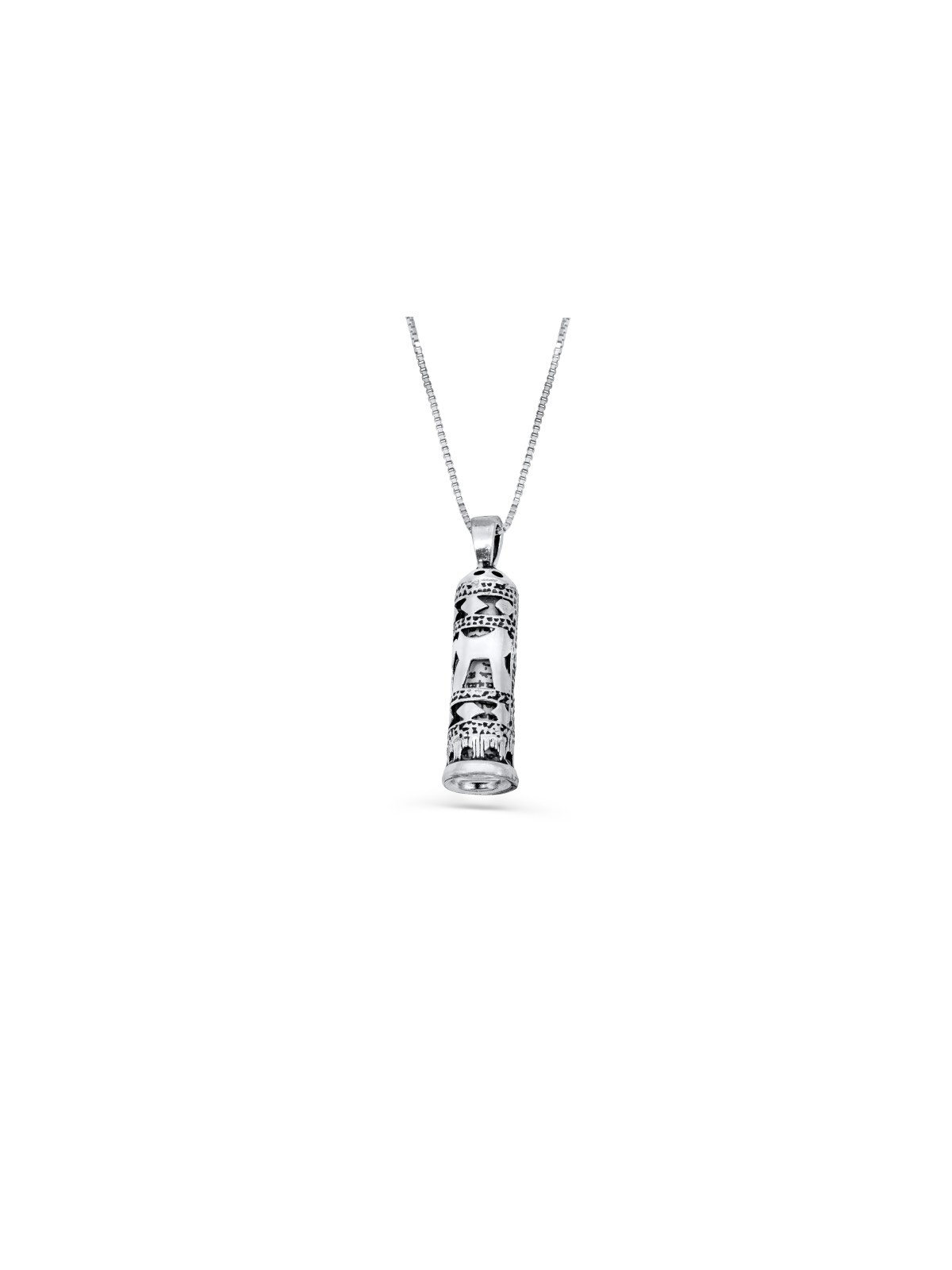 Sterling Silver Mezuzah Necklace with Chai , Sterling Silver Family Ne