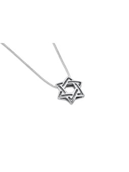 Modern Bold Silver Star of David Pendant , Sterling Silver Family Neck