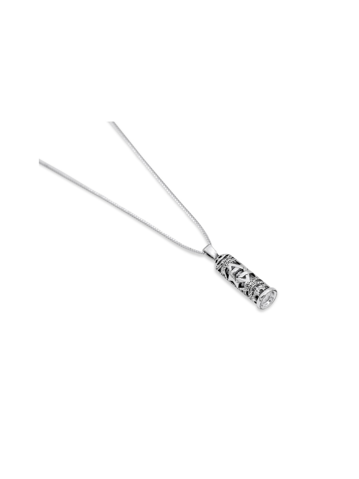 Sterling Silver Mezuzah Pendant with Magen David , Sterling Silver Fam