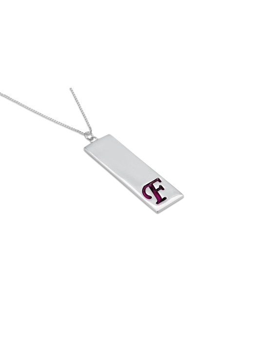 Rectangular Modern Initial Pendant , Sterling Silver Family Necklaces