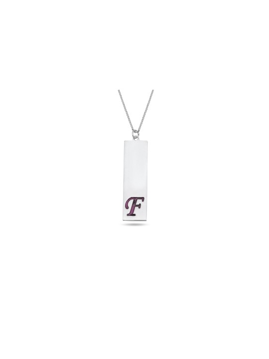 Rectangular Modern Initial Pendant , Sterling Silver Family Necklaces