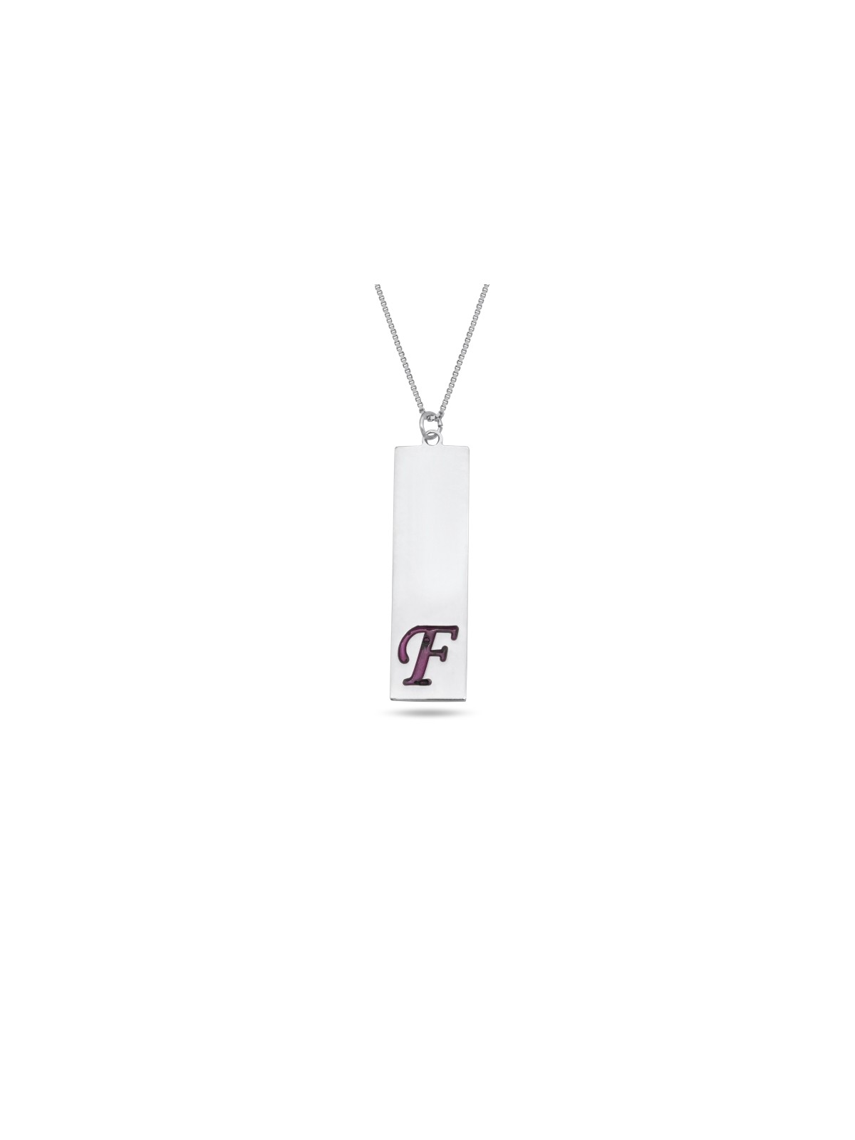 Rectangular Modern Initial Pendant , Sterling Silver Family Necklaces