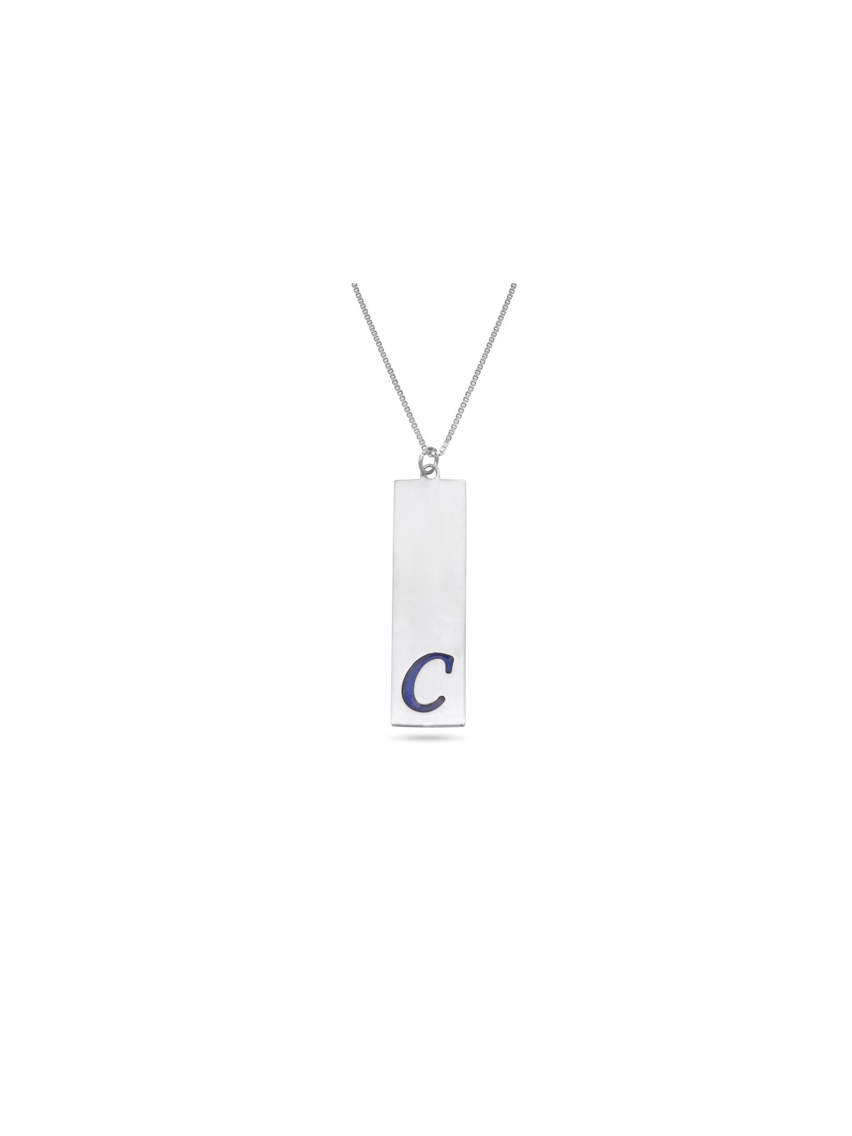 Rectangular Modern Initial Pendant , Sterling Silver Family Necklaces