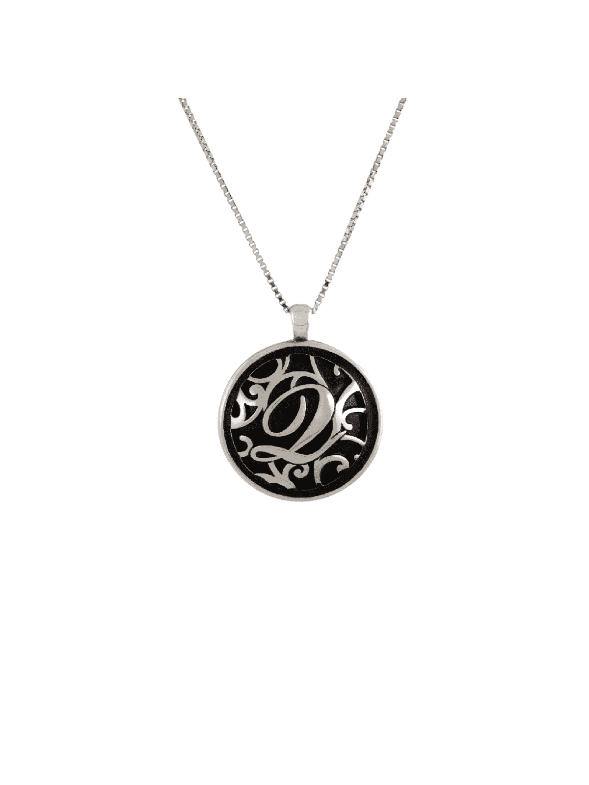 Cut Out Rounded Initial Necklace , Sterling Silver Family Necklaces ,