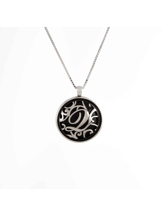 Cut Out Rounded Initial Necklace , Sterling Silver Family Necklaces ,