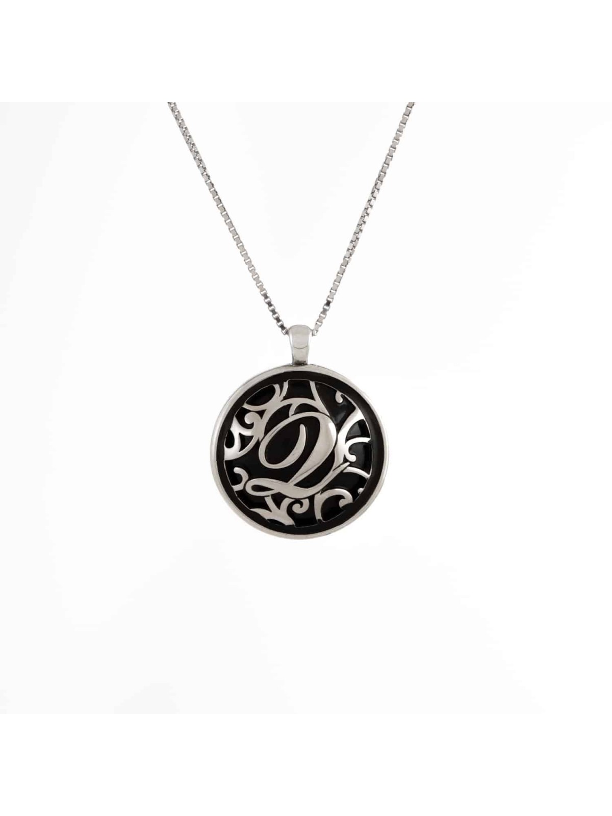 Cut Out Rounded Initial Necklace , Sterling Silver Family Necklaces ,