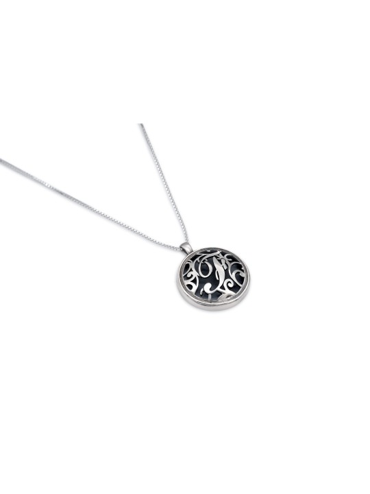 Cut Out Rounded Initial Necklace , Sterling Silver Family Necklaces ,