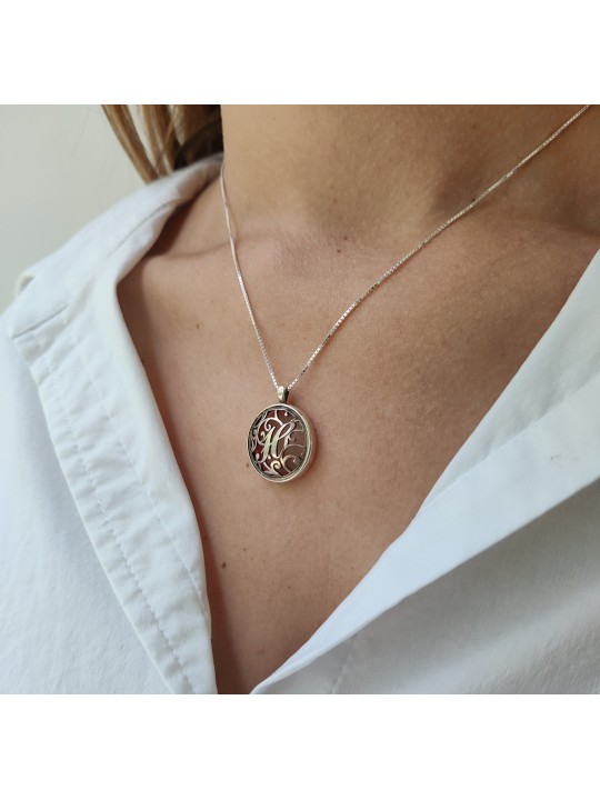 Cut Out Initial Modern Pendant , Sterling Silver Family Necklaces , Is