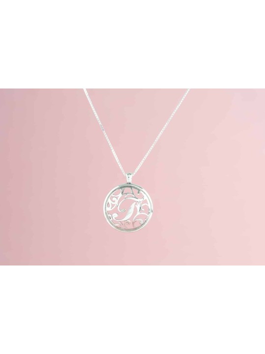 Cut Out Initial Modern Pendant , Sterling Silver Family Necklaces , Is