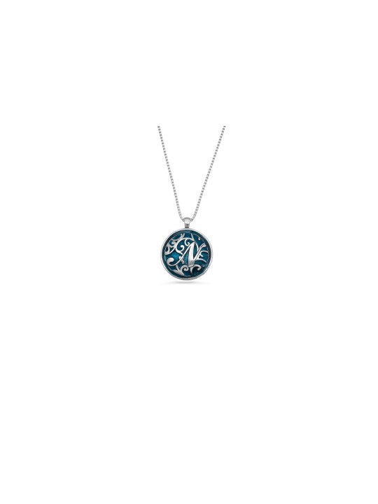 Enameled Rounded Stylish Initial Pendant , Colorful Name Necklaces , I