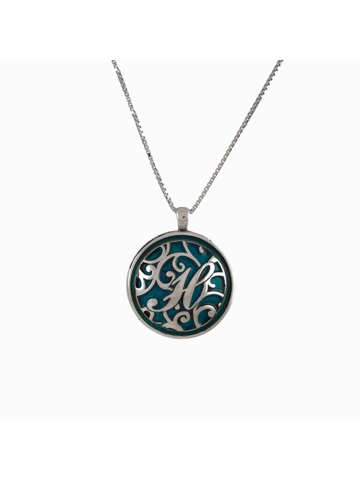 Enameled Rounded Stylish Initial Pendant , Colorful Name Necklaces , I