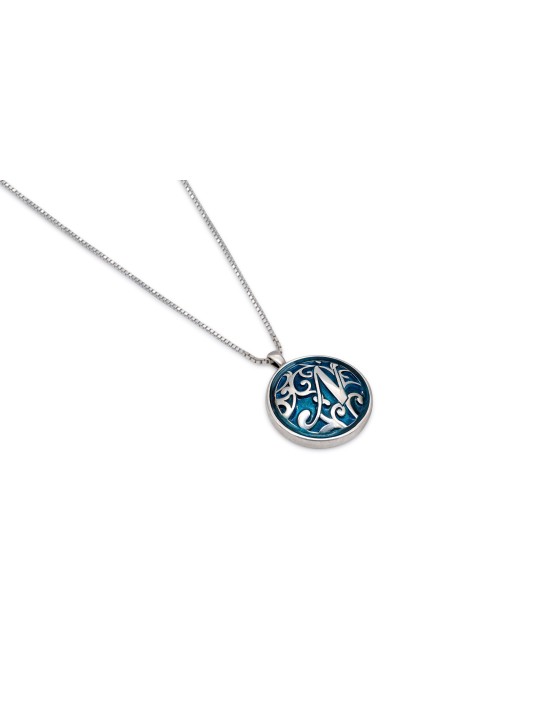 Enameled Rounded Stylish Initial Pendant , Colorful Name Necklaces , I
