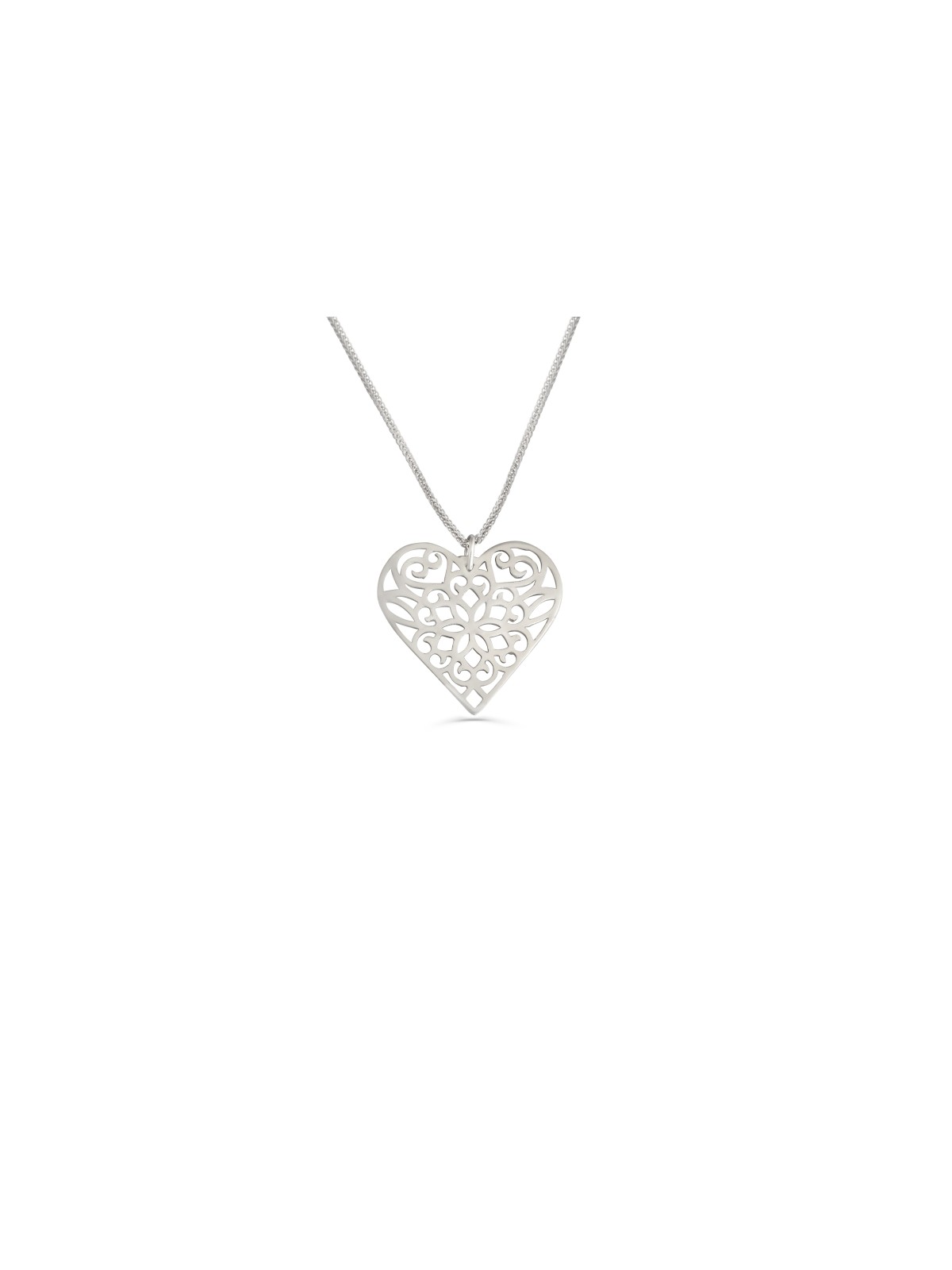 Sterling Silver Heart Filigree Necklace , Jewish Filigree Jewelry , Is