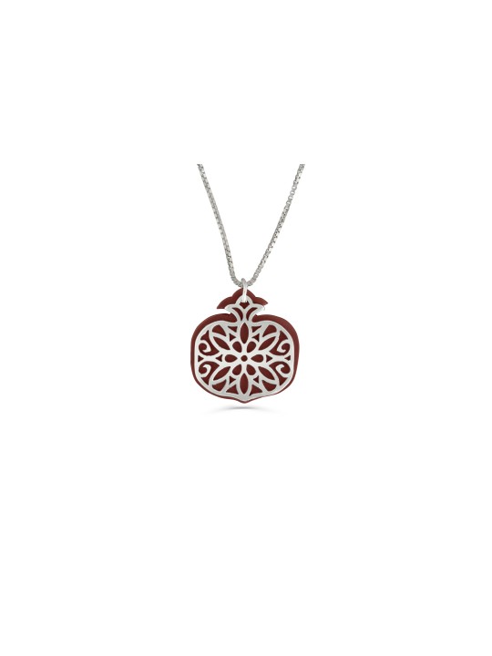 Small Silver and Aluminum Pomegranate Necklace , Sterling Silver Famil