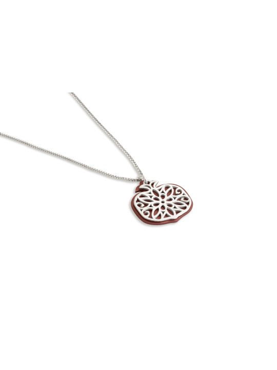 Small Silver and Aluminum Pomegranate Necklace , Sterling Silver Famil